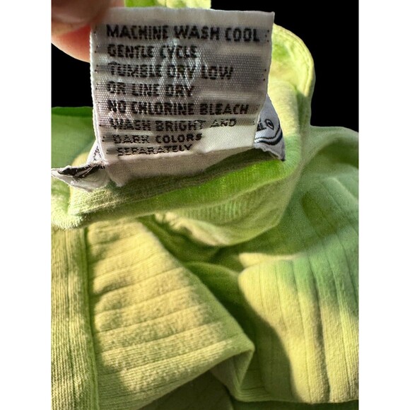 Vtg Women’s v neck tank top E.V. LTD With 2 Front Pockets Size M Lime Green - Picture 8 of 8